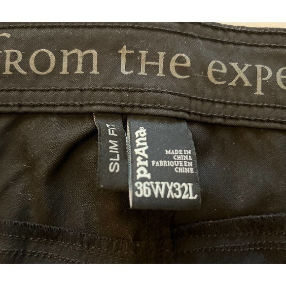 PrAna Men's Hiking Pants Outdoor Black Straight Slim Fit 36‎ x 32 - Picture 4 of 5